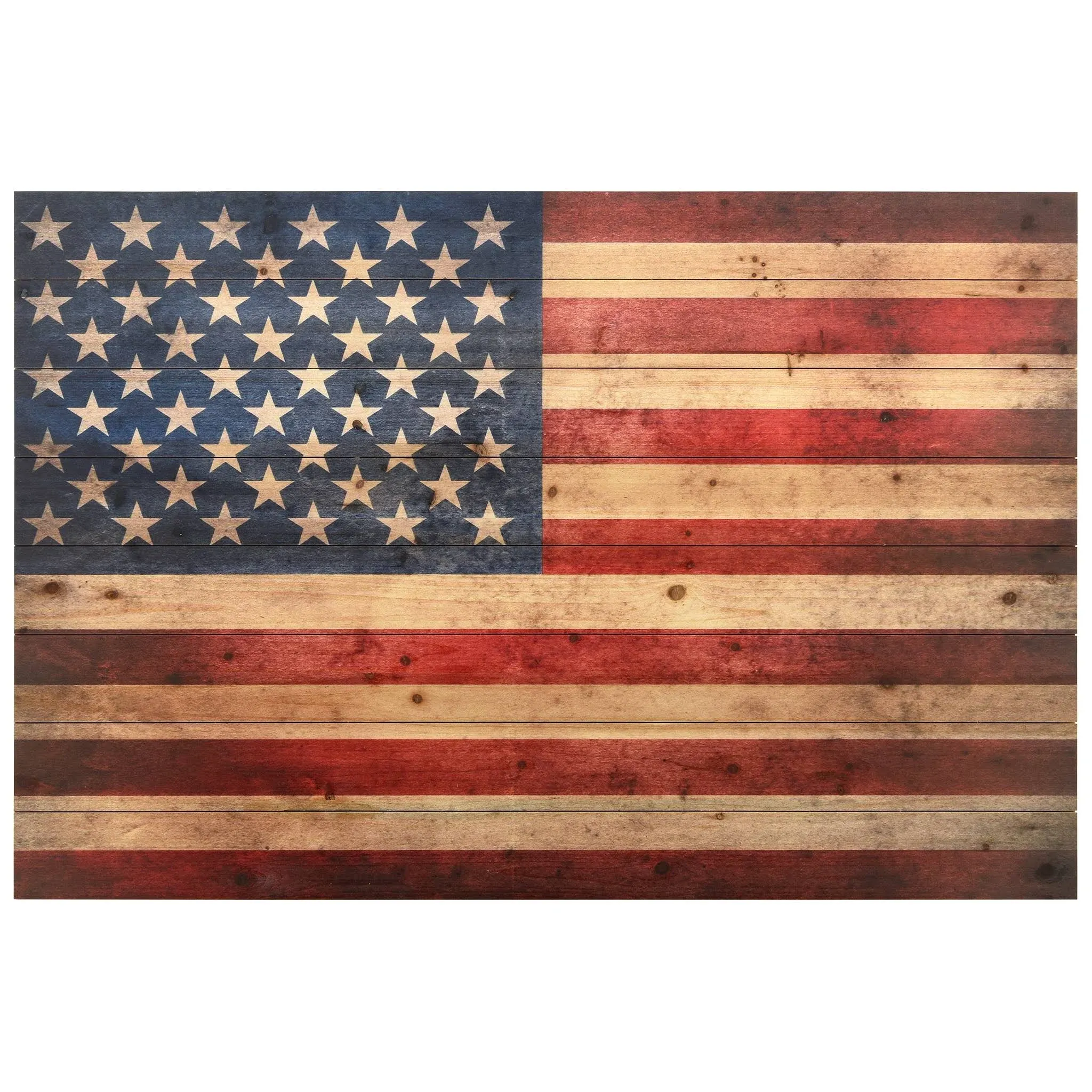 American Flag Digital Print on Solid Wood Wall Art, 30&#034; x 45&#034; x 1.5&#034;, Ready t...