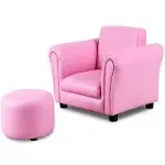 Costway Kids Sofa Armrest Chair Couch Children Toddler Birthday Gift w/ Ottoman Pink