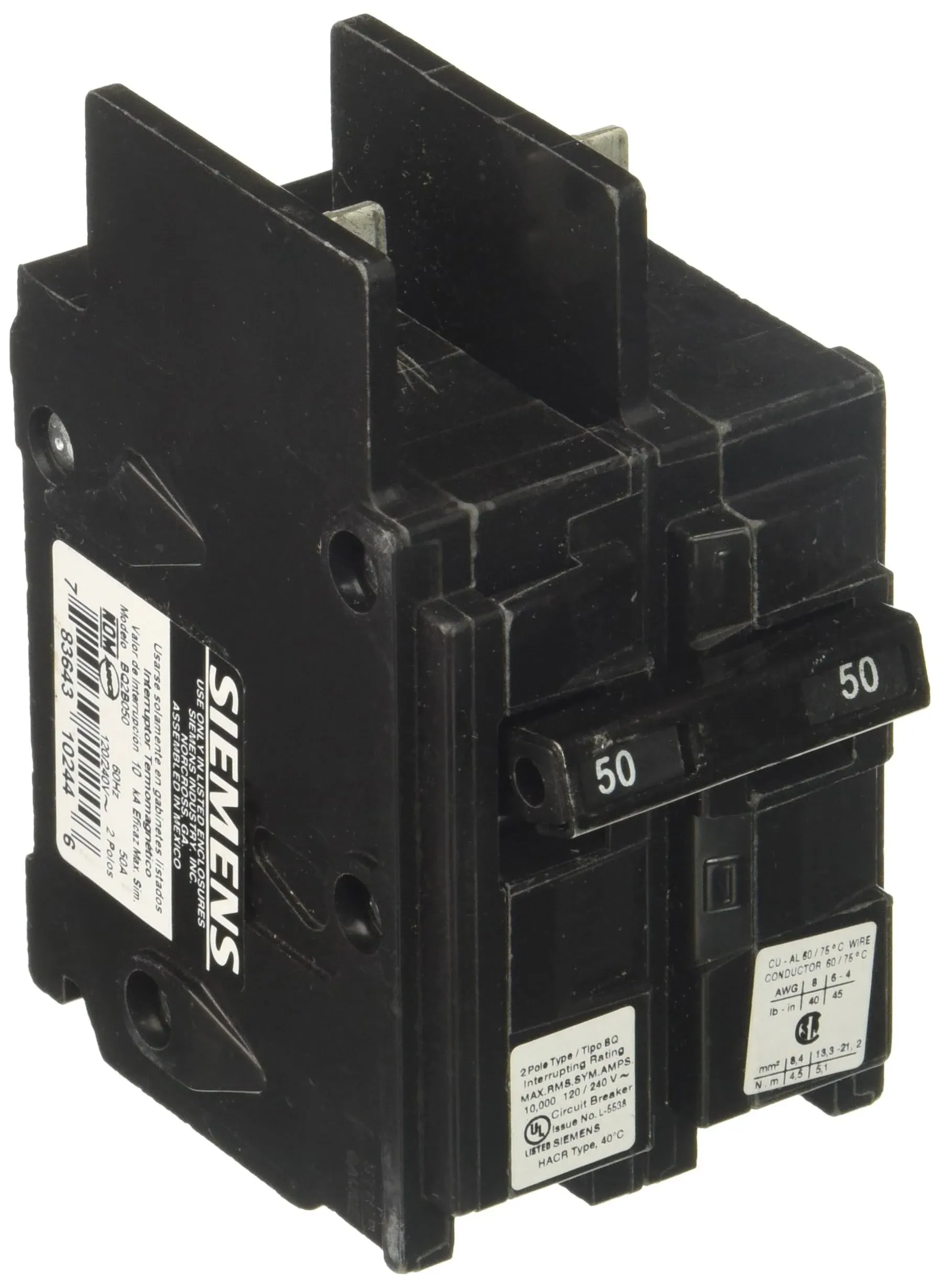 Siemens BQ2B050 2 Pole Circuit Breaker