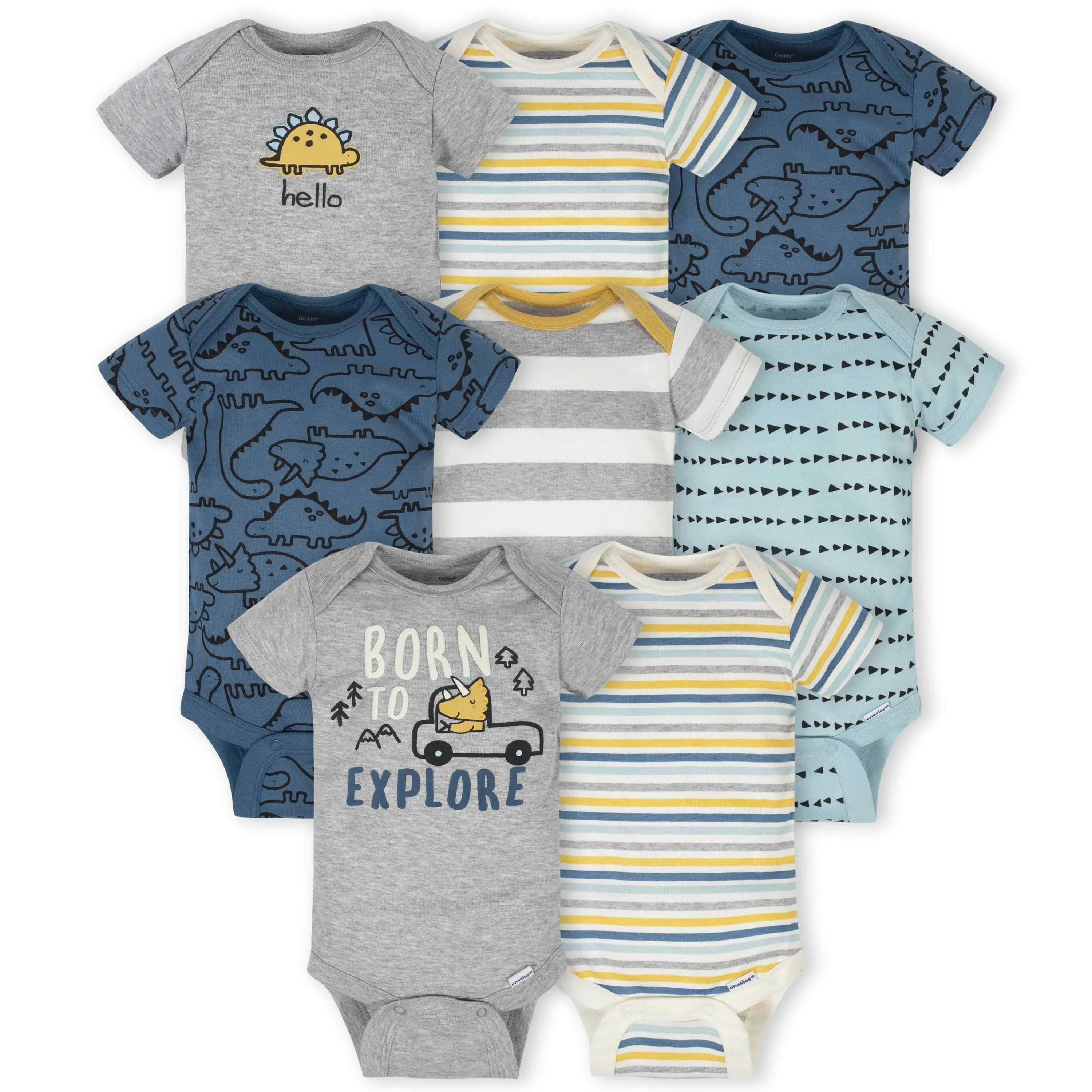 Gerber Baby Boys' 8-Pack Short Sleeve Onesies Bodysuits