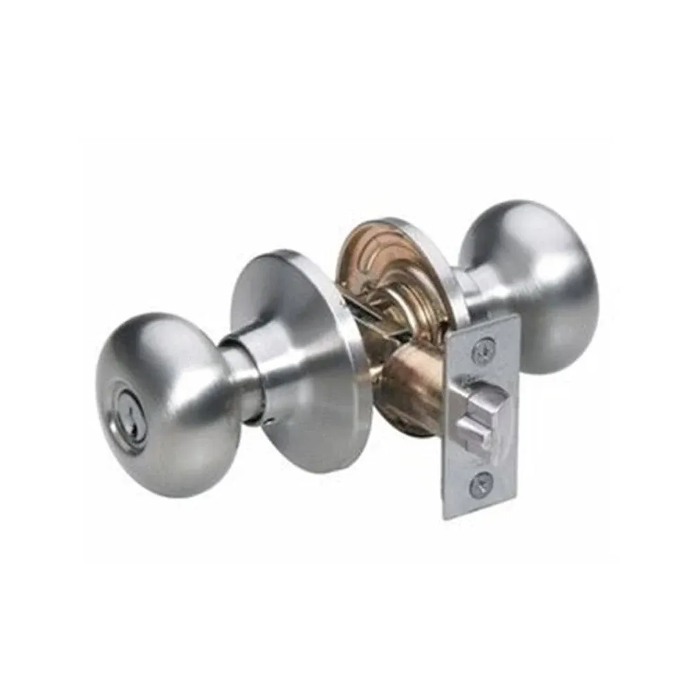 Master Lock Keyed Entry Door Lock, Biscuit Style Knob, Satin Nickel, BCO0115