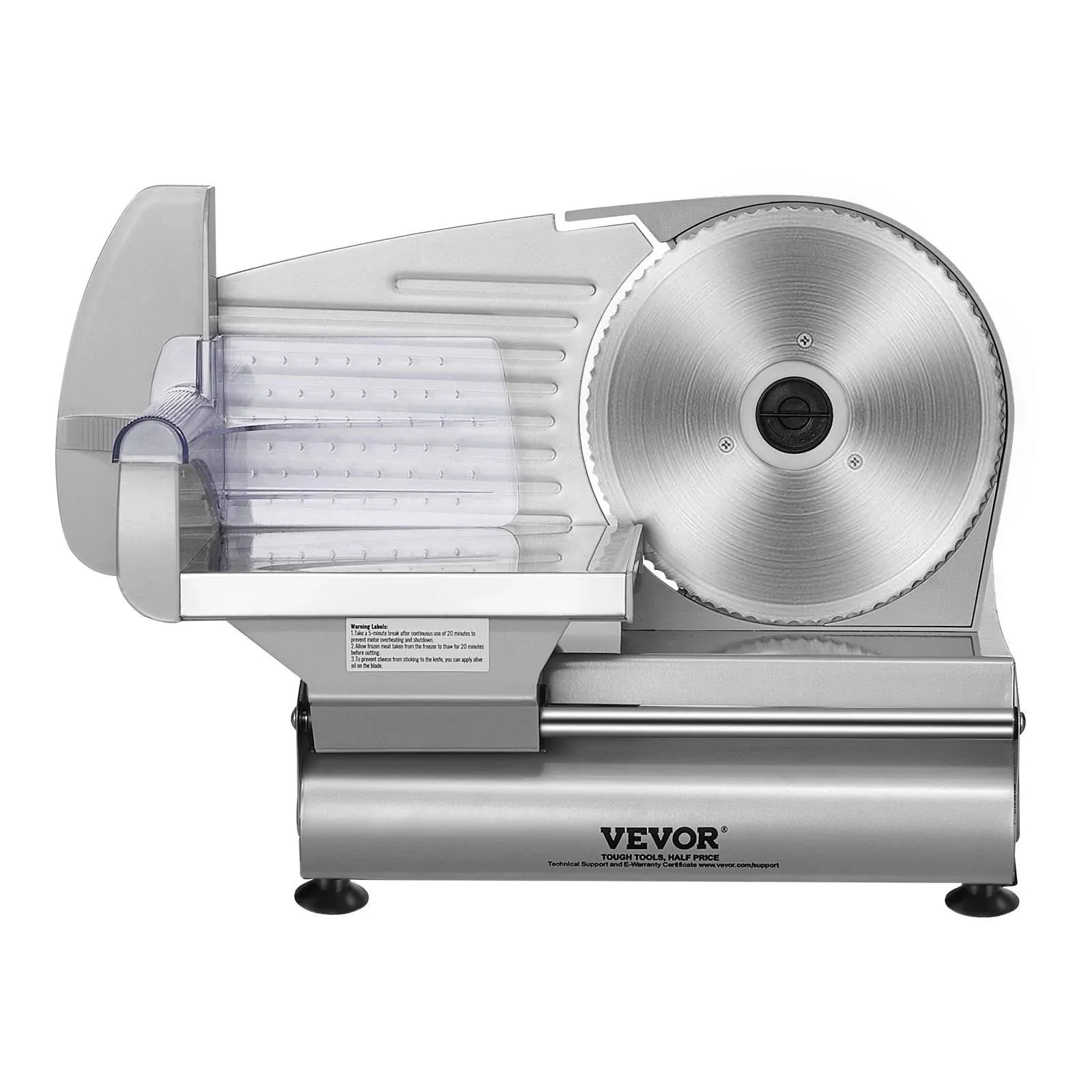 VEVOR Meat Slicer, 180W Electric Deli Food Slicer with 7.5&quot; SUS420 Stainless Steel Blade and Blade Guard, 0 - 0.6 inch Adjustable Thickness for Home Use, Easy to Clean, Cut Meat, Bread, Ham and Cheese