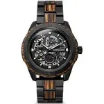 Original Grain Whiskey Black Rugged Automatic 44mm | Automatic Movement, 316L Stainless Steel, Adjustable Watch Band | 10ATM Water-Resistant & Scratch-Resistant | Whiskey Barrel Wood