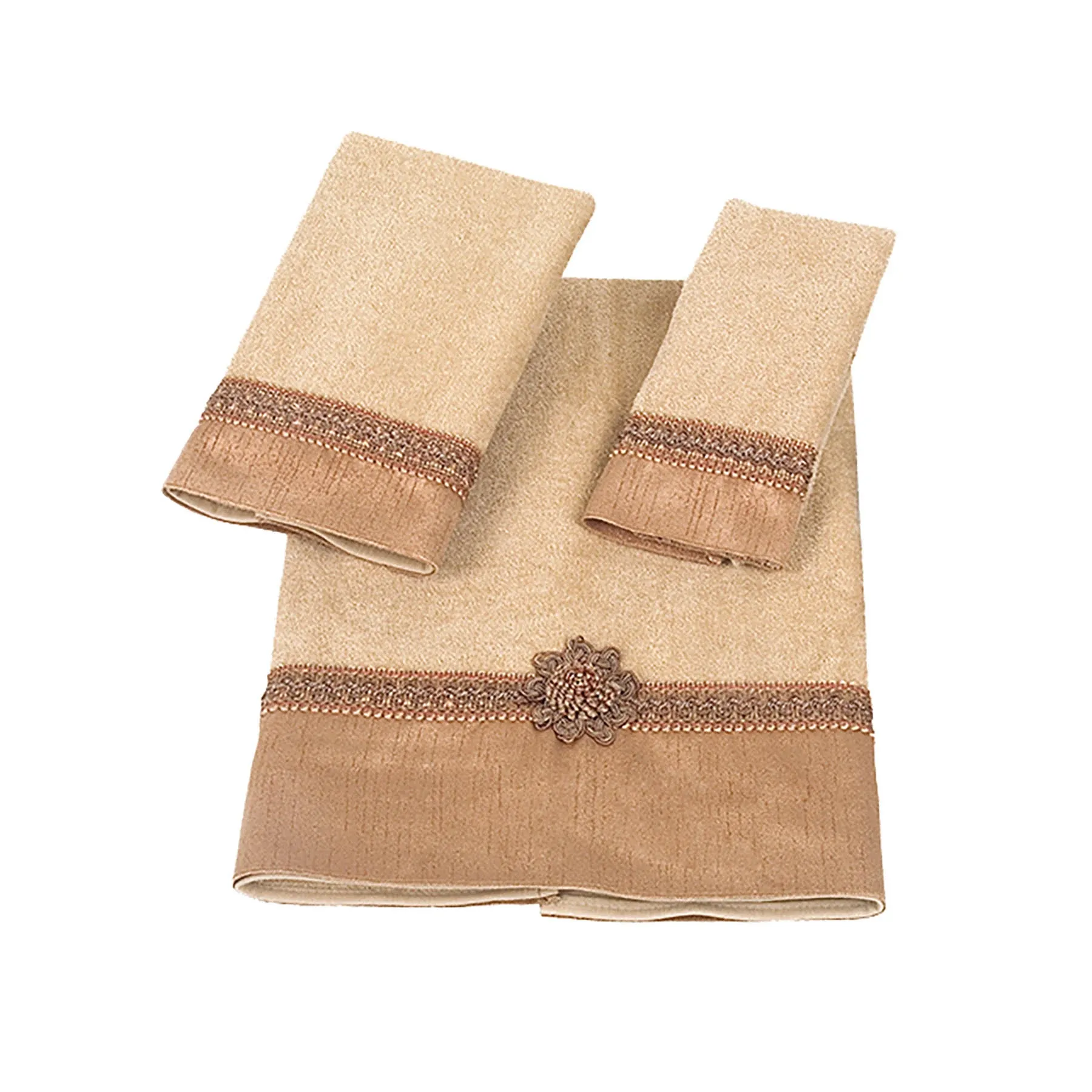 Avanti Braided Cuff 3 PC Towel Set - Rattan