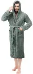 NY Threads Men's Hooded Fleece Bathrobe Plush Long Spa Robe