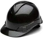 Pyramex HP44117S Ridgeline Cap Style Hard Hat - 4-Point Ratchet Suspension - Shiny Black Graphite