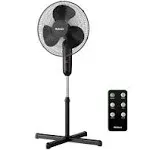 Holmes 16 in. Oscillating Digital Stand Fan Black 3 Speed with Remote Control