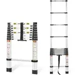 Telescopic Ladder, 8.5ft RIKADE Aluminum Telescoping Ladder with Non-Slip Feet, Portable Extension Ladder for Household and Outdoor Working,330lb