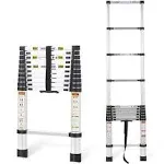 Telescopic Ladder, 10.5ft RIKADE Aluminum Telescoping Ladder with Non-Slip Feet, Portable Extension Ladder for Household and Outdoor Working, 330lb