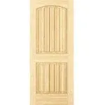 2-Panel Door, Interior Door Slab, Solid Pine, Arch Top, V-Grooves (18x80)