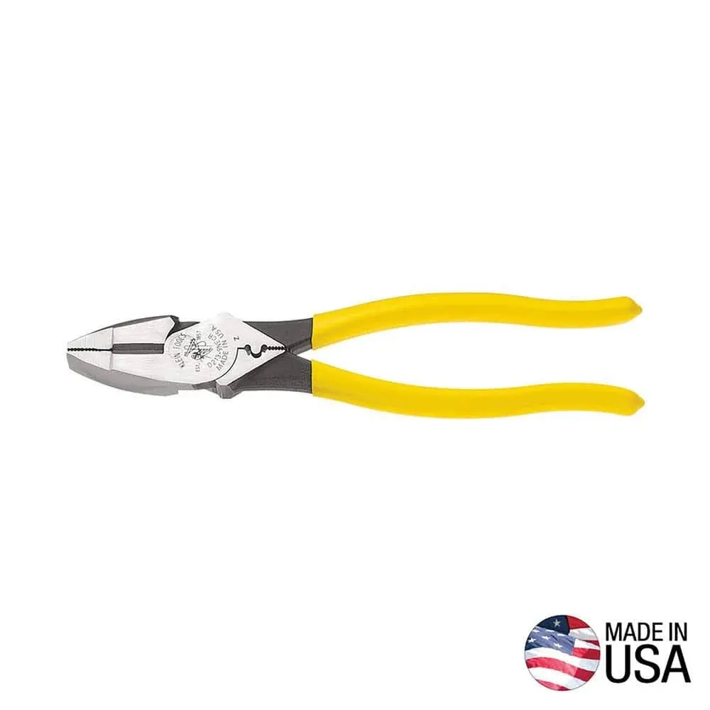 Klein Tool 9&#039;&#039; High-Leverage Lineman&#039;s Crimping and Side-Cutting Pliers