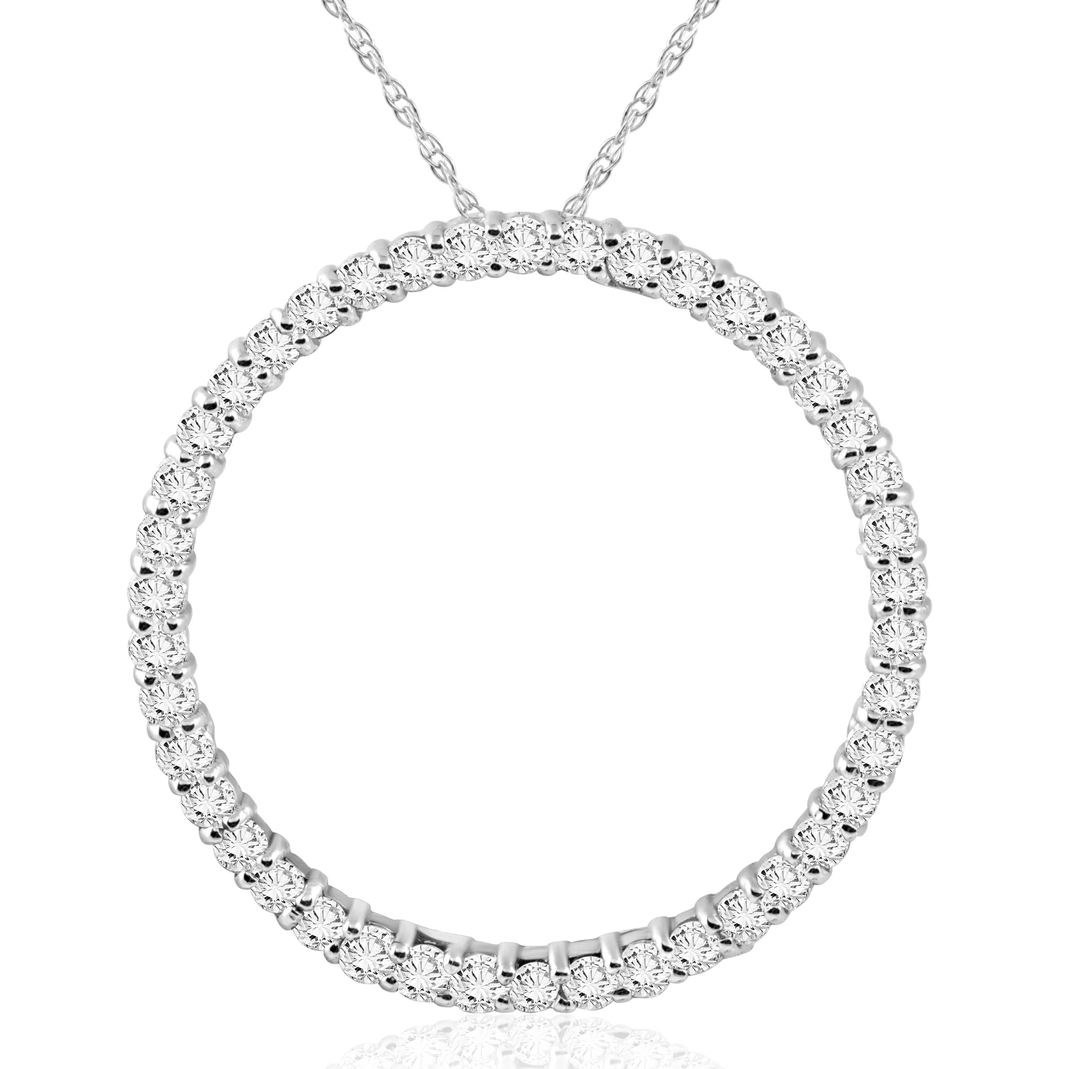 14K White Gold Over 1.00 Ct Round Simulated Diamond Circle Of Life Shape Pendant