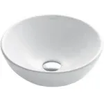 KRAUS Elavo Round Vessel White Porcelain Ceramic Bathroom Sink, 14 inch KCV-341