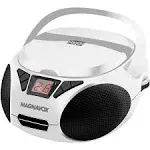 Portable White CD Boombox w/ AM/FM LED Display AUX &amp; Programmable Features