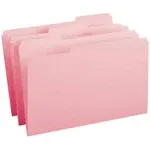 Smead File Folders 1/3 Cut Reinforced Top Tab Legal Pink,100/Box