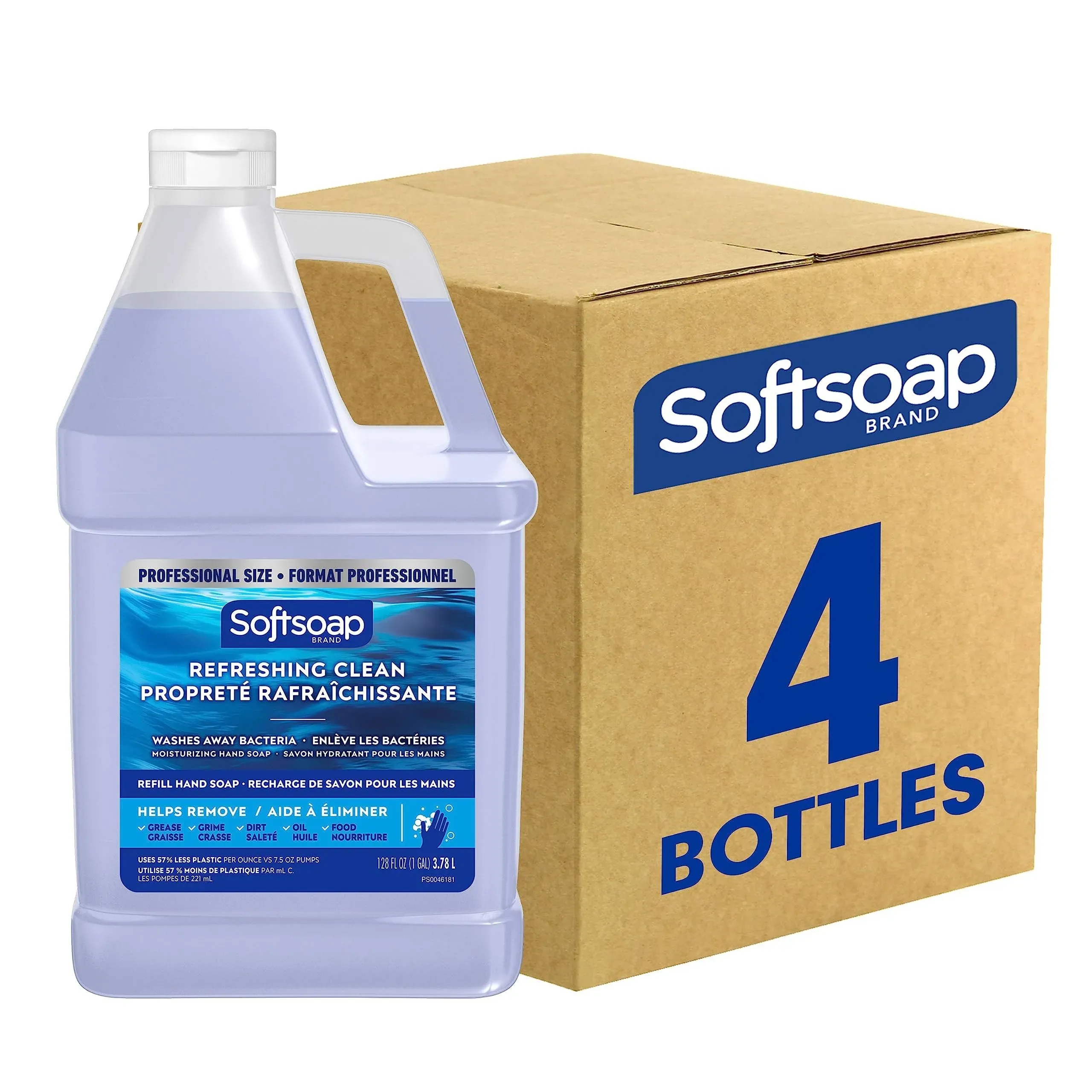 Softsoap Antibacterial Liquid Hand Soap Refill, Refreshing Clean, Moisturizing Hand Soap, 1 Gallon (Pack of 4)