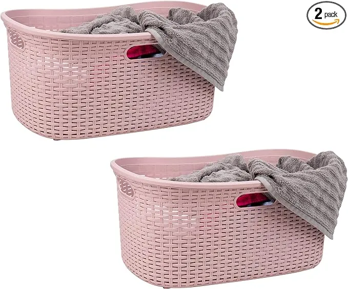 Mind Reader Set of 2 40L Ventilated Laundry Basket Pink