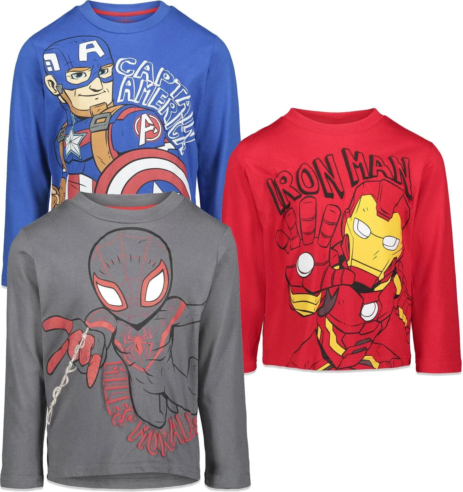 Marvel Avengers Toddler Boys 3 Pack Long Sleeve Graphic T-shirts 3T