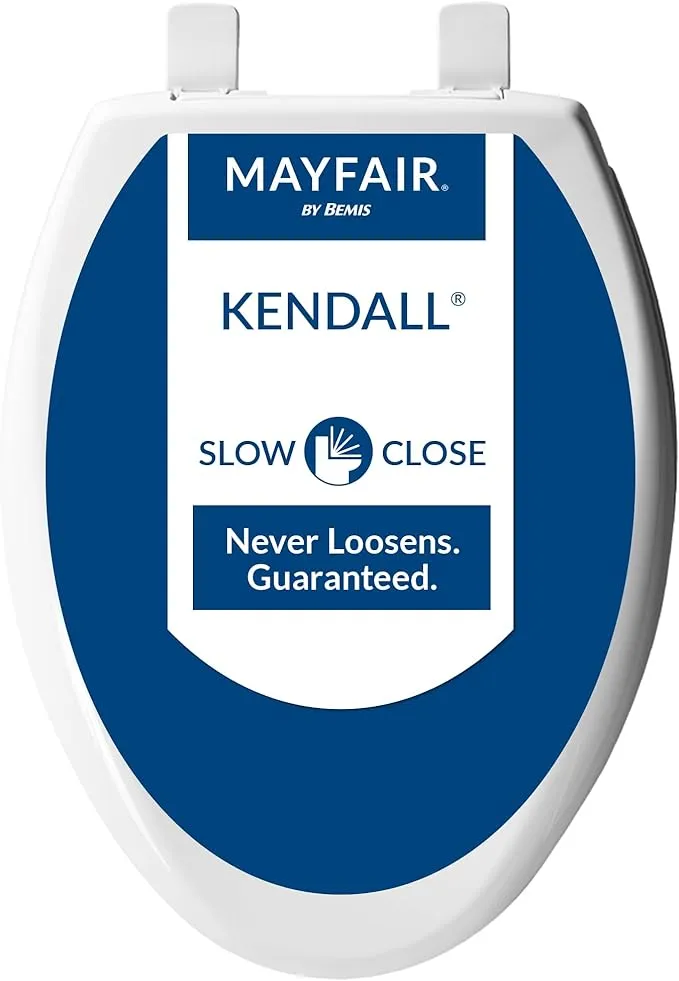 Kendall Never Loosens Round Enameled Wood Toilet Seat with Easy Clean and Slow Close Hinge White - Mayfair by Bemis