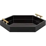 Kate and Laurel Lipton Hexagon Decorative Tray - 18x18 - Black