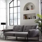 Edenbrook Gilman Futon - Futon Sofa Bed - Futon Couch - Small Futon - Living Room Furniture - Armed Sofa Bed Couch - Sleeper Sofa – Gray Linen Futon