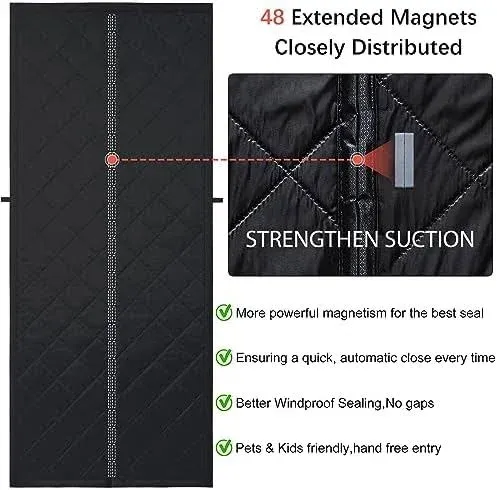 Upgraded Magnetic Thermal Insulated Door Curtain,Thicken Polyester Fiberfill & Thicker Oxford Fabric,Temporary Magnetic Screen Door, Retractable Door Curtains for Doorways,Folding Doors for Room