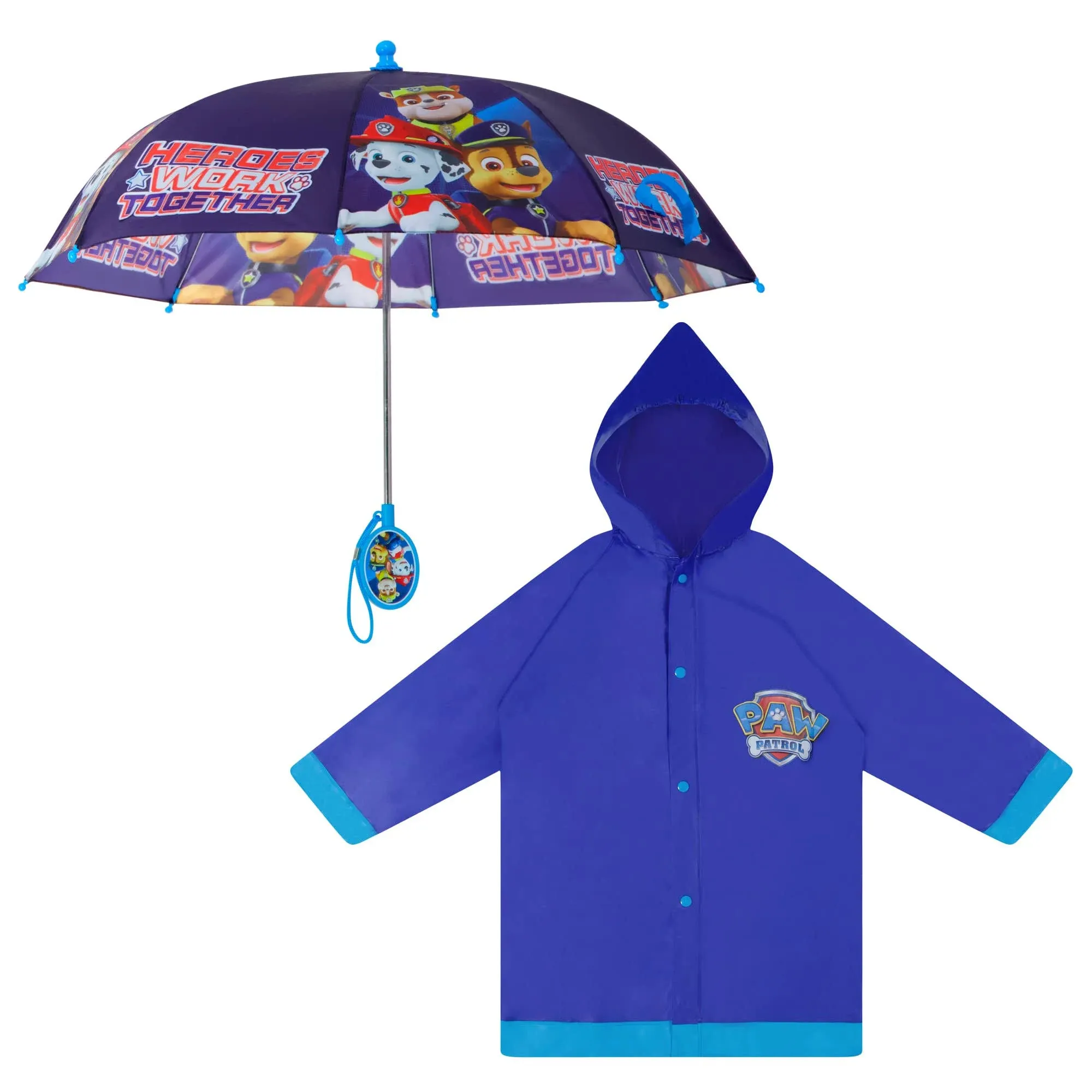 Nickelodeon Kids Umbrella and Slicker Set, Paw Patrol Rainwear Set for Little Boys Ages 6-7