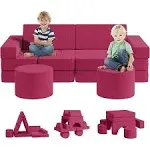 13pcs Kids Sofa Couch with 2 Ottomans, Wanan Modular Toddler Couch, Kids Fold Out Couch for Playroom, Kids Couch for Playroom, Kids Play Sofa for Kids