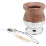 The Carob Wood Mate Gourd Set - Aluminum Rim &amp; Base