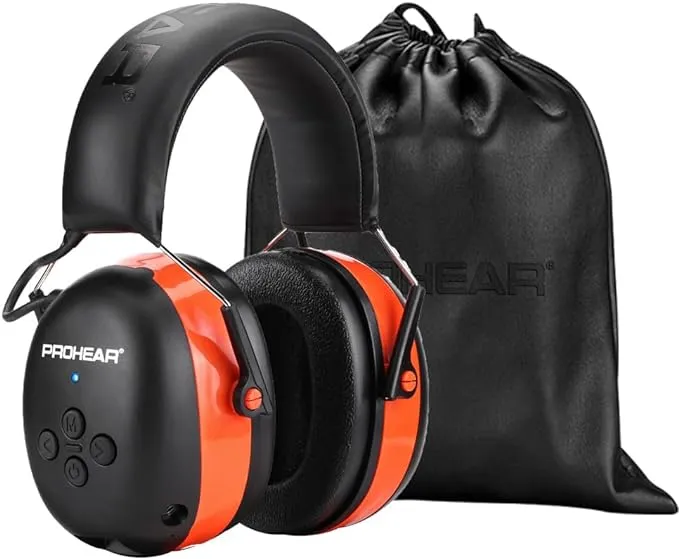 PROHEAR 037 Bluetooth 5.0 Hearing Protection Headphones with Rechargeable 1500mAh Battery, 25dB NRR Safety Noise Reduction Ear Muffs with 40H Playtime