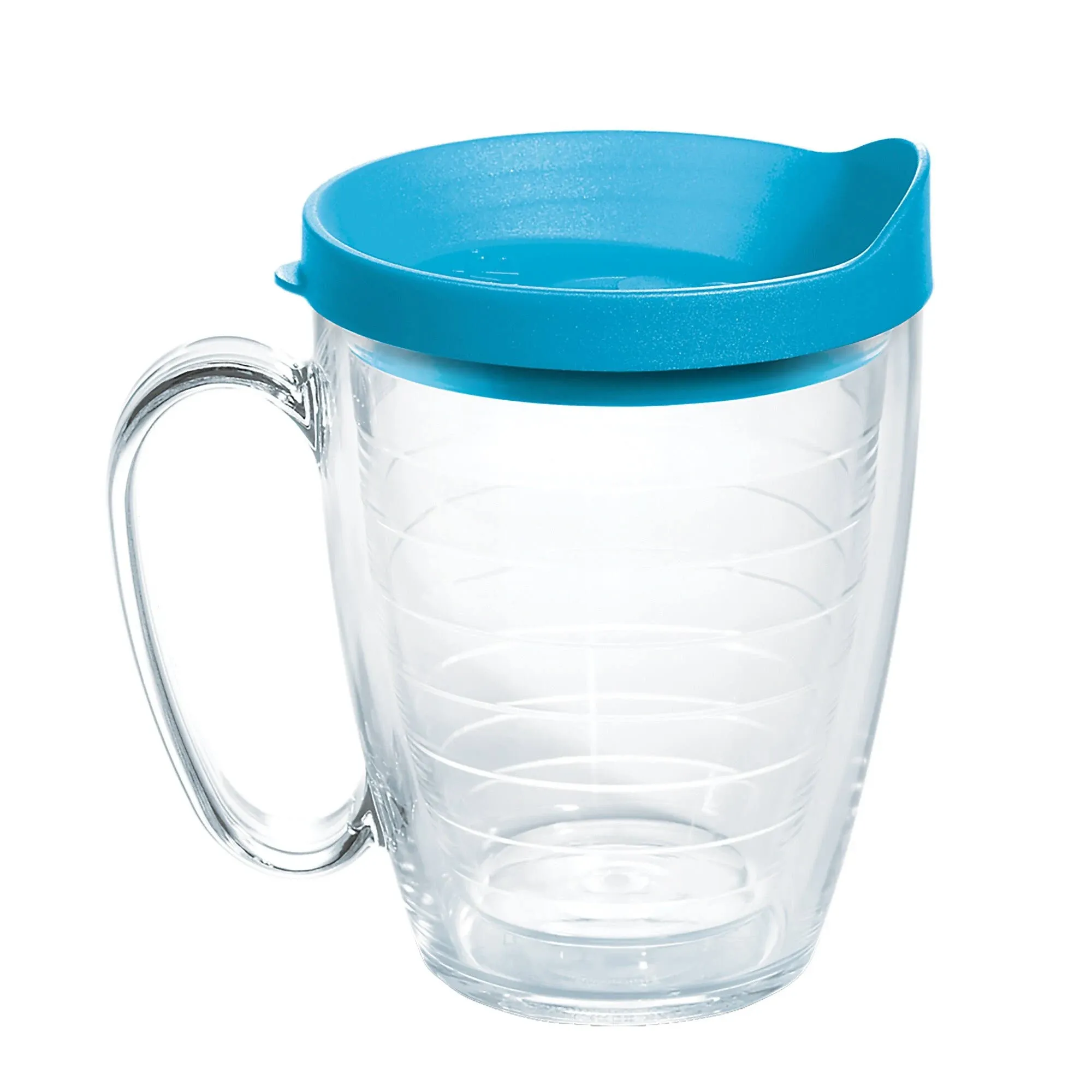 Tervis Clear & Colorful Lidded Made in USA Double Walled Insulated Tumbler Travel Cup Keeps Drinks Cold & Hot, 16oz Mug, Turquoise Lid