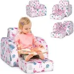 3-in-1 Convertible Kid Sofa Bed Flip-Out Chair Lounger for Toddler-Pink