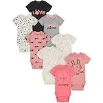 Onesies Brand Baby Girl Short Sleeve Bodysuits, 8-Pack, Sizes Newborn-12 Months