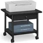 VASAGLE Printer Stand, Under Desk Printer Stand with Wheels, Drawer with Divider, Bottom Shelf, Fits Inkjet, Laser, Photo, All-in-One Printers, Home