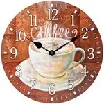 La Crosse Clock 404-2631C-INT 12-Inch Round Coffee Decorative Quartz Analog W...