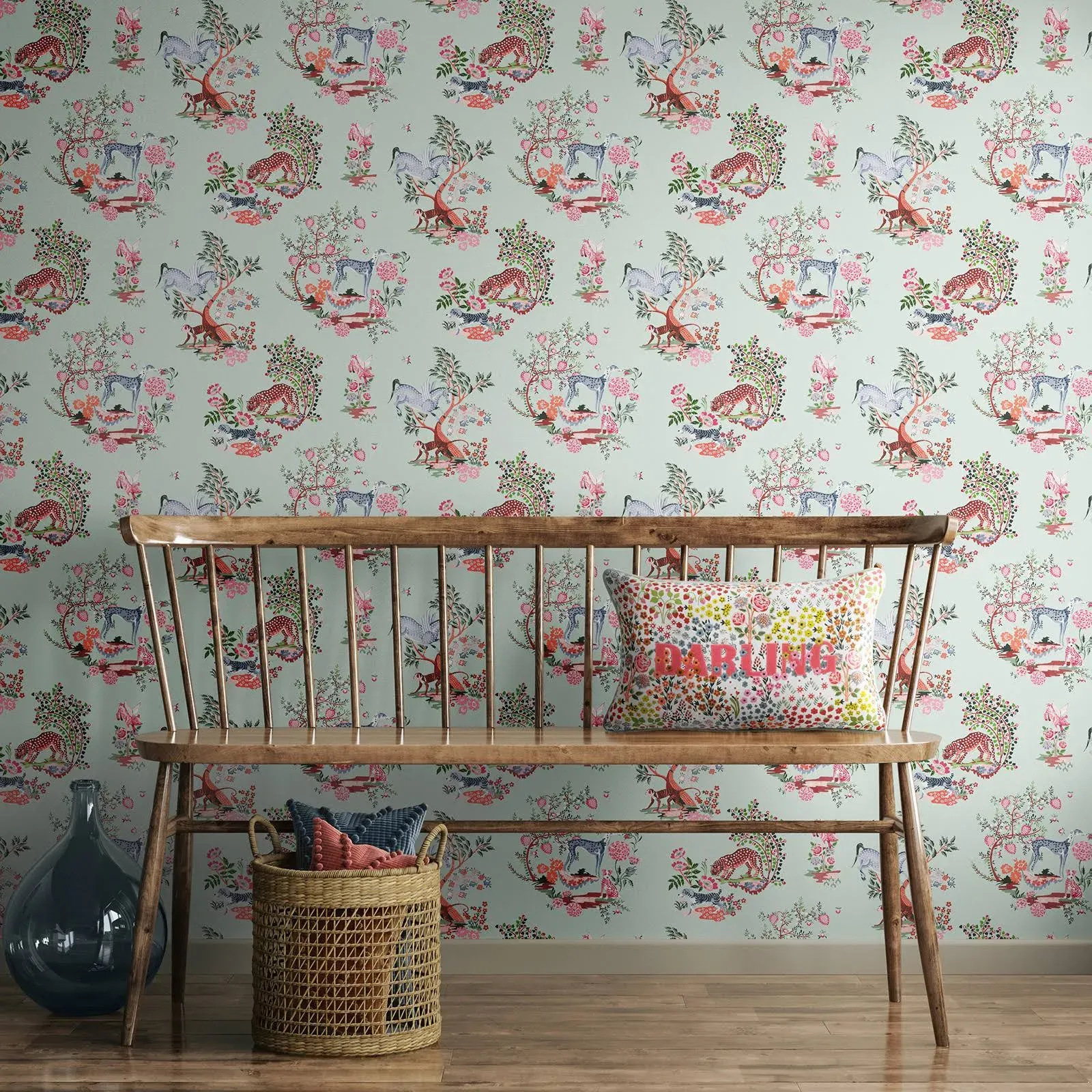 Cath Kidston Painted Kingdom Wallpaper Duck Egg 182541 Surrealistic Animals Kids