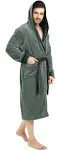 NY Threads Luxurious Mens Shawl Collar Fleece Bathrobe, Spa Robe