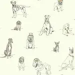 York Wallcoverings Ashford Toiles Dog's Life Removable Wallpaper, Silver/Metallic Gold