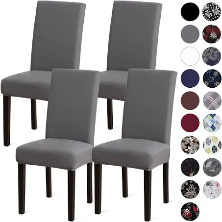 Sufdari Dining Chair Covers,Kitchen Cover,Parsons Slipcover,Spandex Protectors for Room Stretch Chairs Cover Set of 4 -Gray