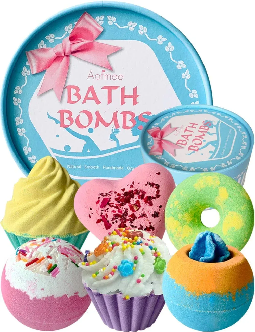 6 Bath Bombs, Handmade Bubble &amp; Fizzies Spa Kit Shea, Cocoa Dry Skin Moisturize