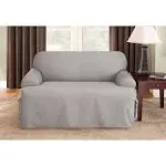 Cotton Duck One Piece Loveseat Slipcover | Relaxed Fit | Corner Ties | 100% Cotton | Machine Washable