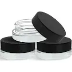 Sodo Loco (90 Pack) 7ml Low Profile Thick Glass Jars with Black Lids - Airtight Containers for Oil, Lip Balm, Wax, Cosmetics