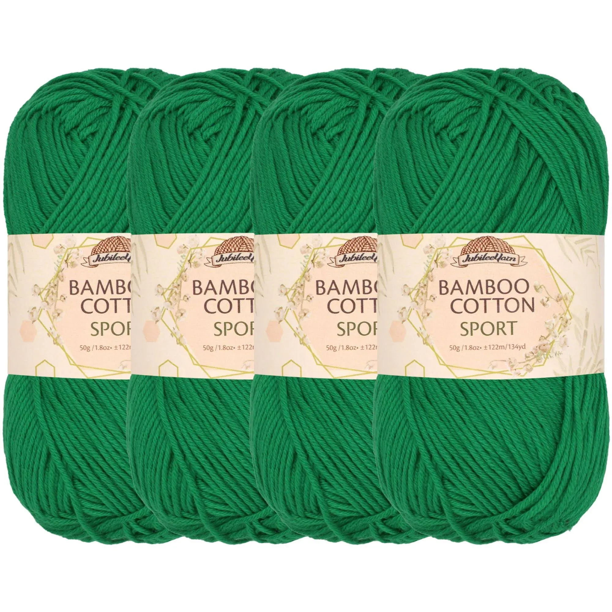 JubileeYarn Bamboo Cotton Sport Yarn - Pine Needle - 4 Skeins, Green