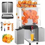 Commercial Juicer Machine with Water Tap, 110V Juice Extractor, 120W Orange Squeezer, Orange Juice Machine for 25-35 Per Minute with Pull-Out Filter Box Acrylic Cover and Two Collecting Buckets