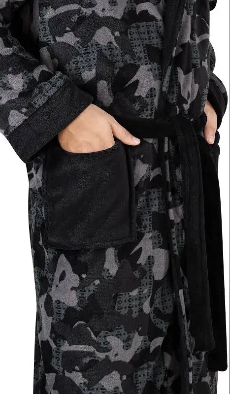 NY Threads Luxurious Men's Shawl Collar Fleece Bathrobe Long Spa Robe