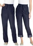 Woman Within Women's Plus Size Convertible Length Cargo Pant - 30 W, Indigo