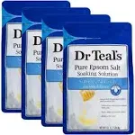 Dr. Teal's Milk & Honey Pure Epsom Salt Soaking Solution Gift Set (4 Pack, 3lb. ea.) - Soften & Nourish with Essential Oils Smoothens Skin and Eases Aches & Pains - Transforms any Bath into a Home Spa