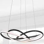 Jonathan Y Alexia 25" Abstract Integrated LED Metal Adjustable Pendant - Black