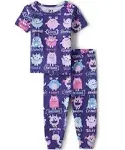 The Children's Place Baby Girls' and Toddler Short Sleeve Top and Pants Snug Fit 100% Cotton 2 Piece Pajama Set