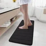 Buganda Memory Foam Soft Bath Mats - Non Slip Absorbent Bathroom Rugs Rubber Back Runner Mat for Kitchen Bathroom Floors 17" x 47", Black